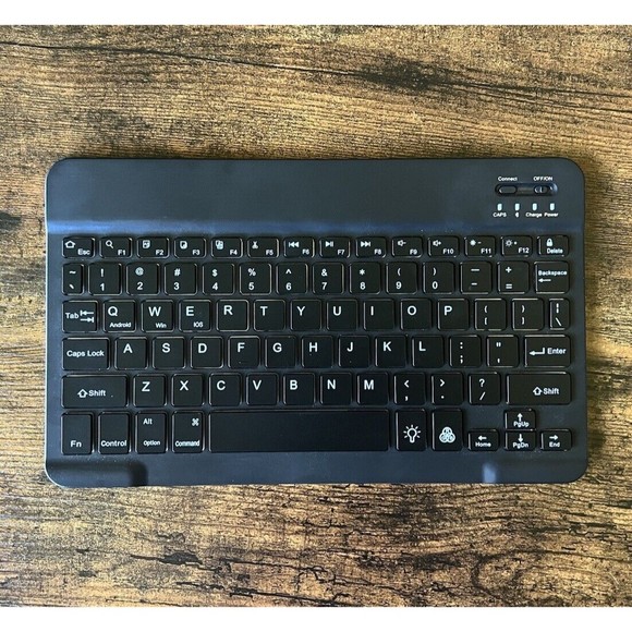 Compact Thin Wireless Bluetooth Keyboard Backlit w Manual Black Lightweight Smal - Picture 1 of 12